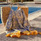 Hamamdoek saunadoek Daisy Yellow - Dark Blue