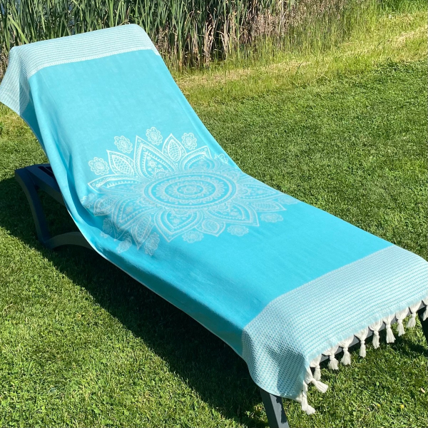 Hamamdoek saunadoek Boho Peacock Blue