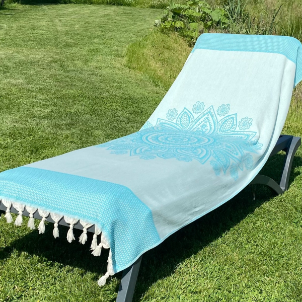 Hamamdoek saunadoek Boho Peacock Blue