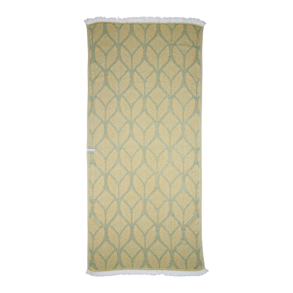 Hamamdoek saunadoek Botanic Art Mustard-Green