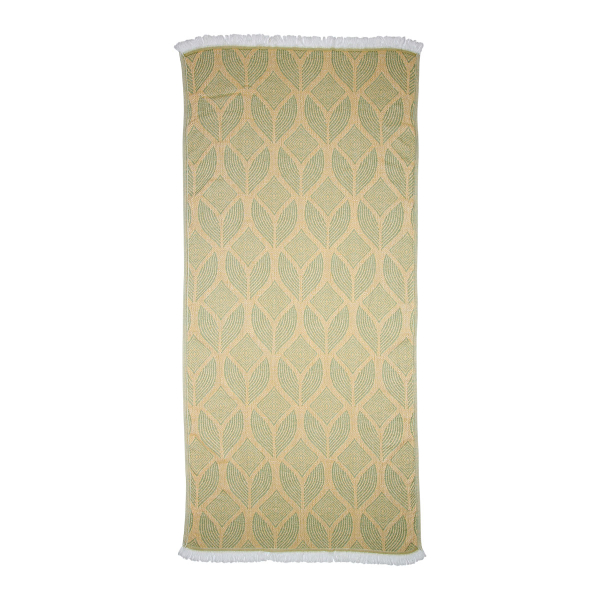 Hamamdoek saunadoek Botanic Art Mustard-Green