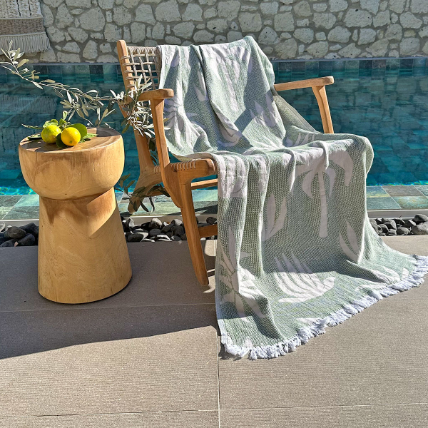Hamamdoek Palm Beach Beige-Green