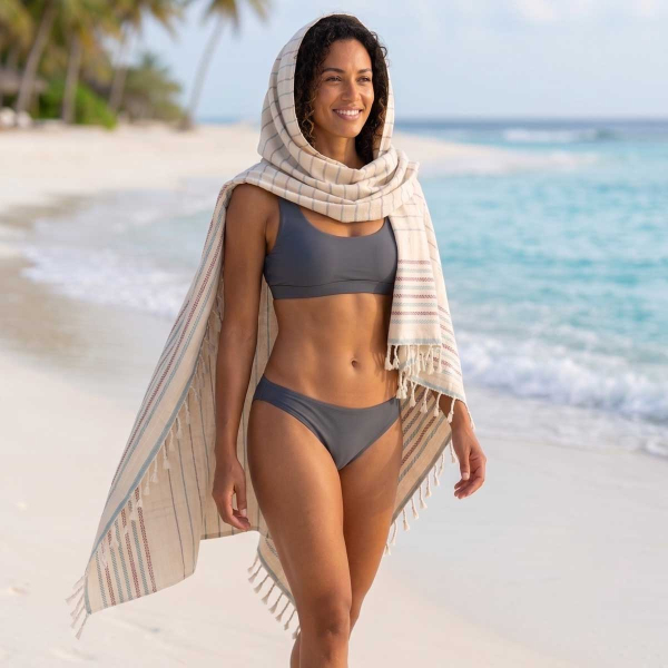 Hamamdoek saunadoek Set van 2 stuks Stripe- Pink