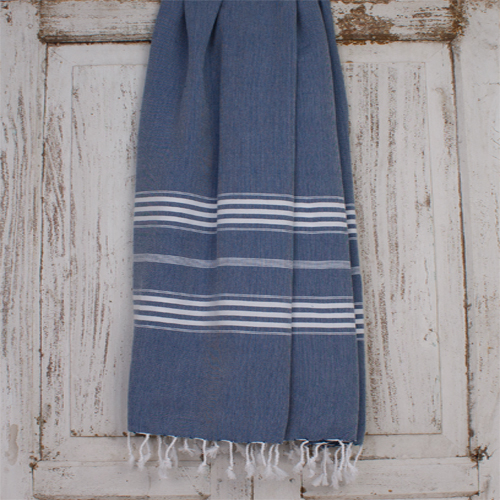 Hamamdoek saunadoek Ottomania extra lang  Marine Blauw