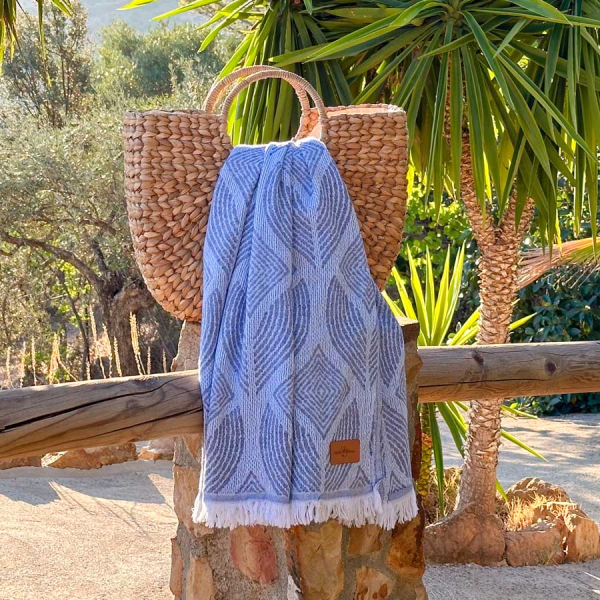 Hamamdoek saunadoek Botanic Art Blue -Lavender