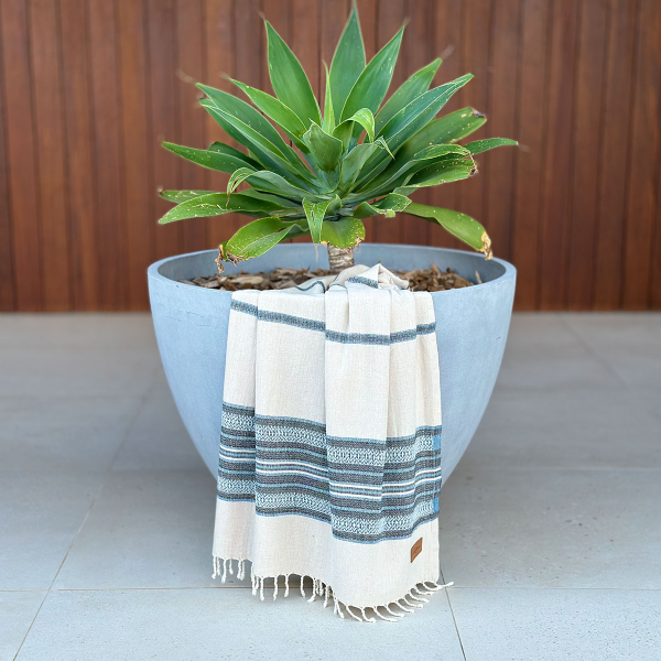 Hamamdoek saunadoek Coconut  Beige - Petrol