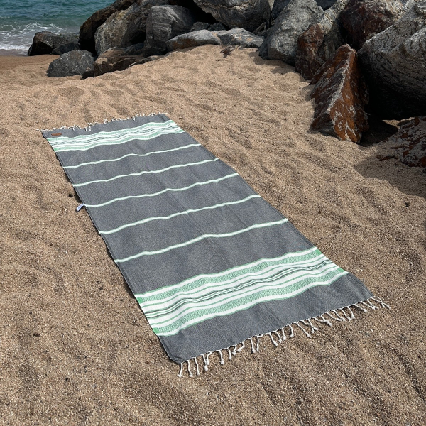Hamamdoek saunadoek Sea Me Black-Applegreen 