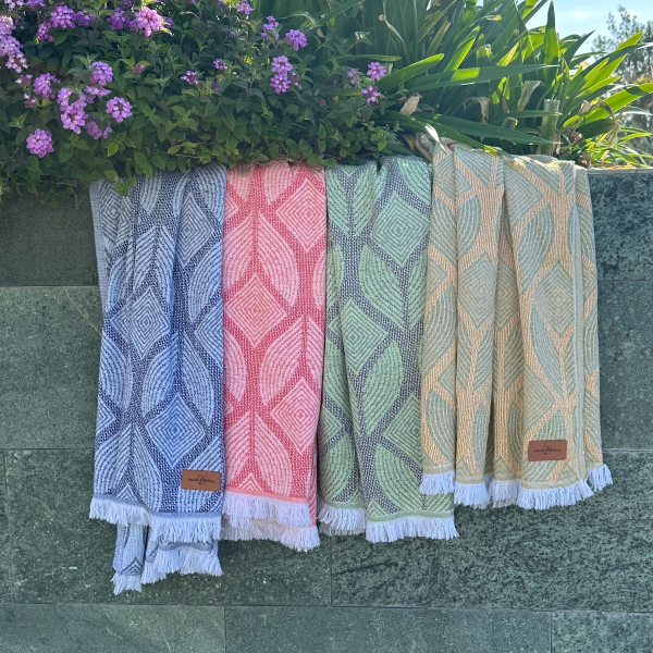 Hamamdoek saunadoek Botanic Art Taupe-Green