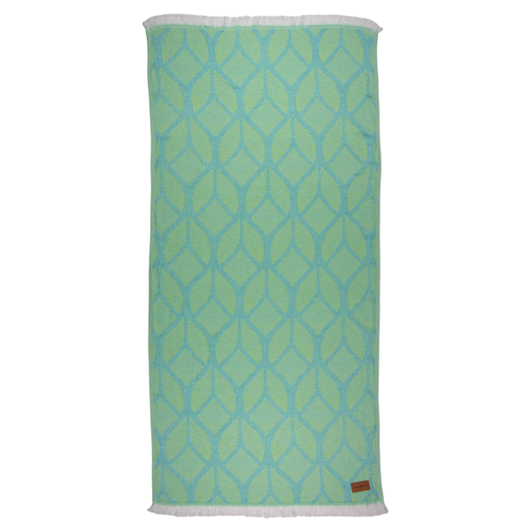 Hamamdoek saunadoek Botanic Art Turquoise - Lemon
