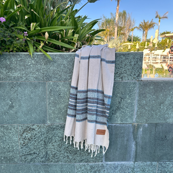 Hamamdoek saunadoek Coconut  Beige - Petrol