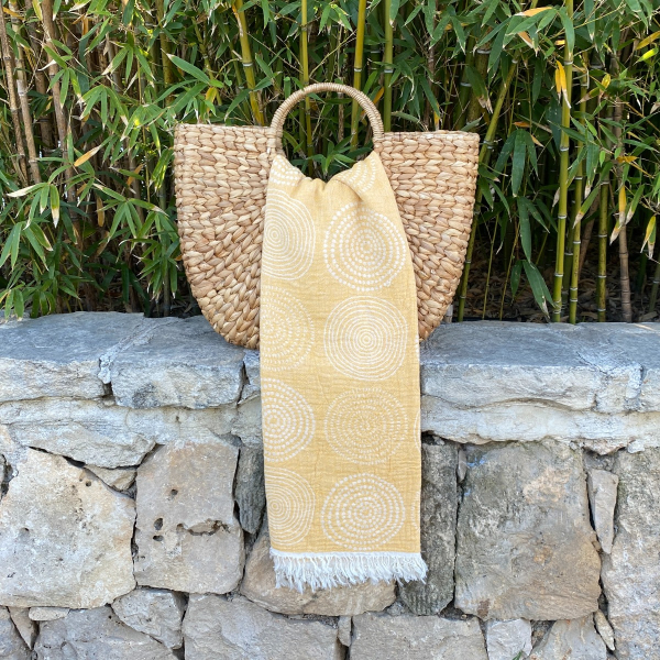 Hamamdoek saunadoek Circle Mustard