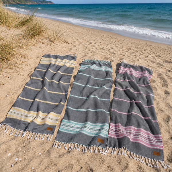 Hamamdoek saunadoek Set van 3 stuks Sea Me - pink, green, lemon 