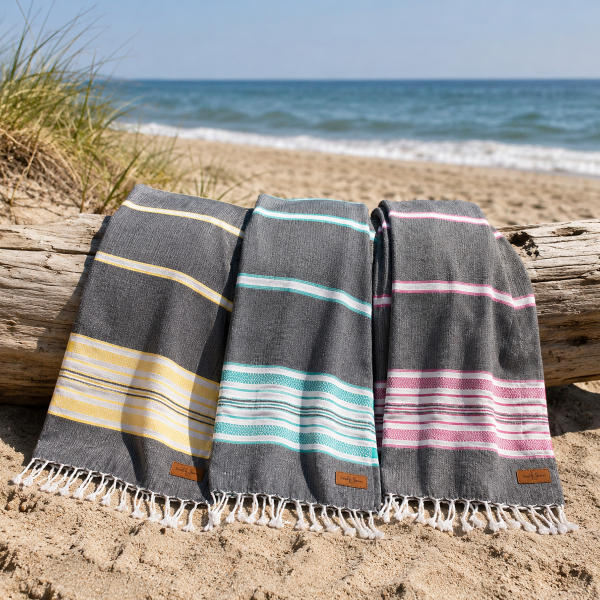 Hamamdoek saunadoek Set van 3 stuks Sea Me - pink, green, lemon 