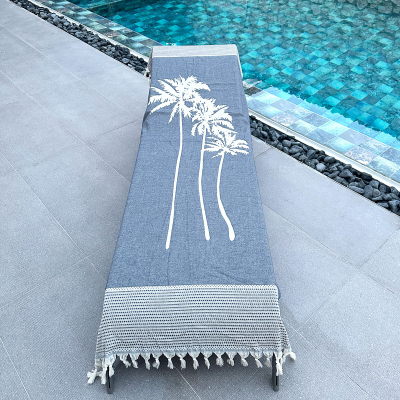 Hamamdoek saunadoek Three Palms Navy Blue