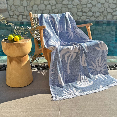 Hamamdoek saunadoek Palm Beach Petrol - Beige