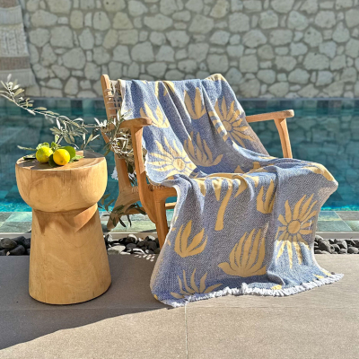 Hamamdoek saunadoek Palm Beach Petrol - Mustard