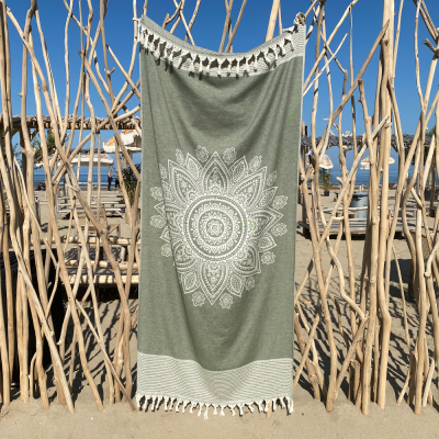 Hamamdoek saunadoek Boho Chive Green