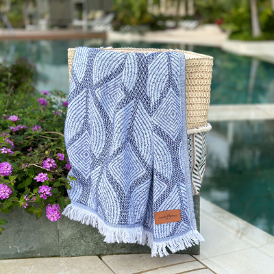 Hamamdoek saunadoek Botanic Art Blue -Lavender