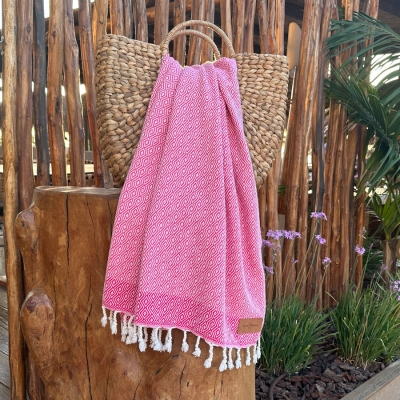 Hamamdoek saunadoek Double Diamond Raspberry - Sorbet