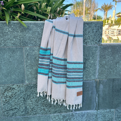 Hamamdoek saunadoek Coconut  Beige Turquoise