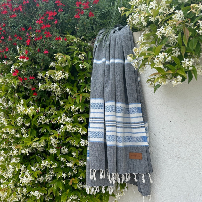 Hamamdoek saunadoek Sea Me Black-Blue