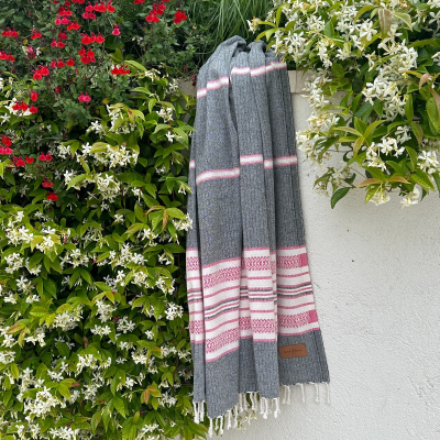 Hamamdoek saunadoek Sea Me Black-Fuchsia