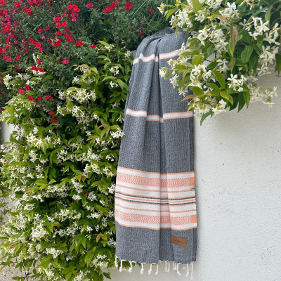 Hamamdoek saunadoek Sea Me Black-Orange