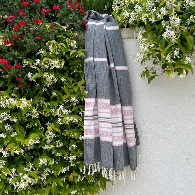 Hamamdoek saunadoek Sea Me Black - Pink