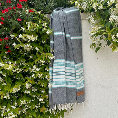 Hamamdoek saunadoek
Sea Me 
Black-Turquoise