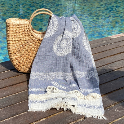 Hamamdoek saunadoek Bohemia Dark Blue