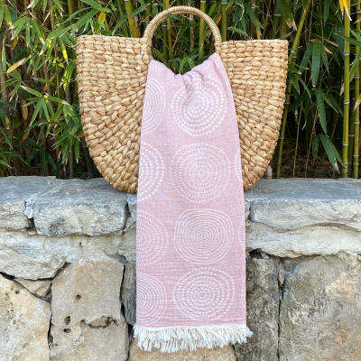 Hamamdoek saunadoek Circle Powder Pink