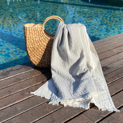 Hamamdoek saunadoek
Muslin 
Grey