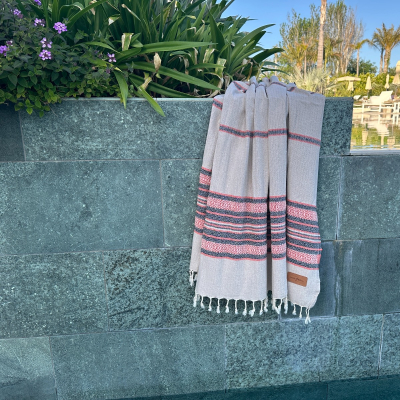 Hamamdoek saunadoek
Coconut 
Beige - Orange