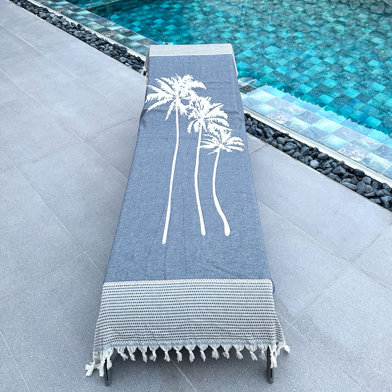 Hamamdoek saunadoek Three Palms Navy Blue