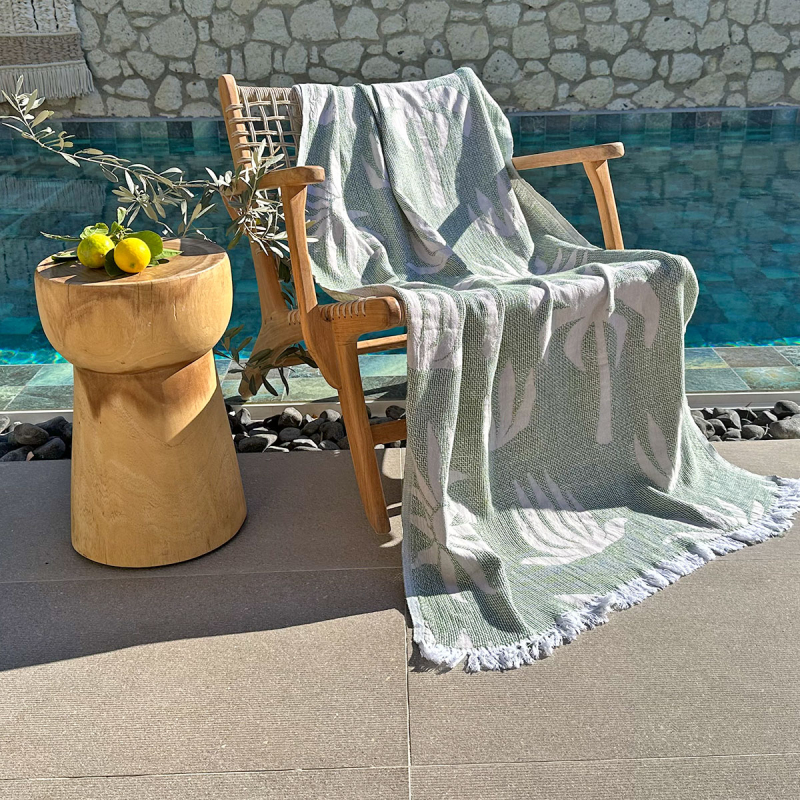 Hamamdoek saunadoek Palm Beach Beige - Green