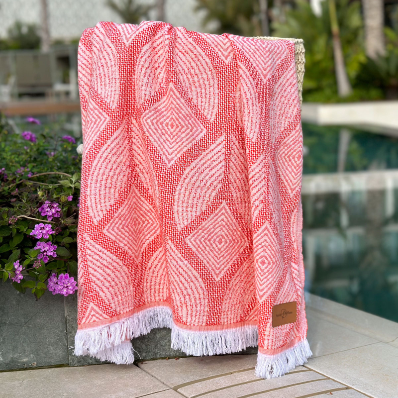 Hamamdoek saunadoek Botanic Art Orange - Peach