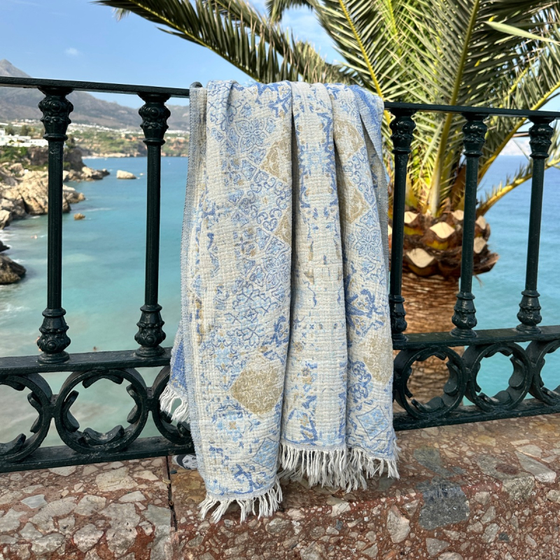 Hamamdoek saunadoek Santorini Blue