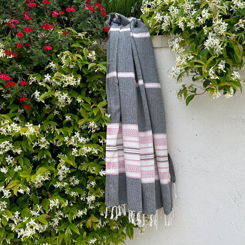 Hamamdoek saunadoek Sea Me Black - Pink
