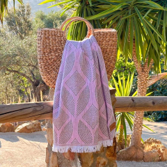 Hamamdoek saunadoek Botanic Art Pink - Olive